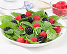 Salad of spinach, blackberries, and raspberries