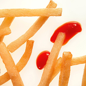 French fries with ketchup.