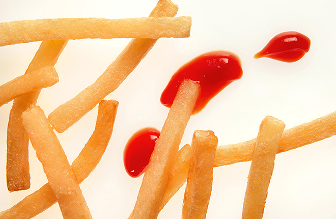 French fries with ketchup.