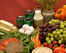 Fruits, vegetables, grains, dairy products, beef.