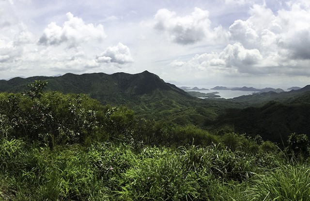 Panorama from top of Plover Cove Country Park in Hong Kong