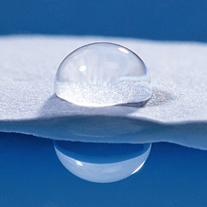 Water droplet on paper with starch-based coating