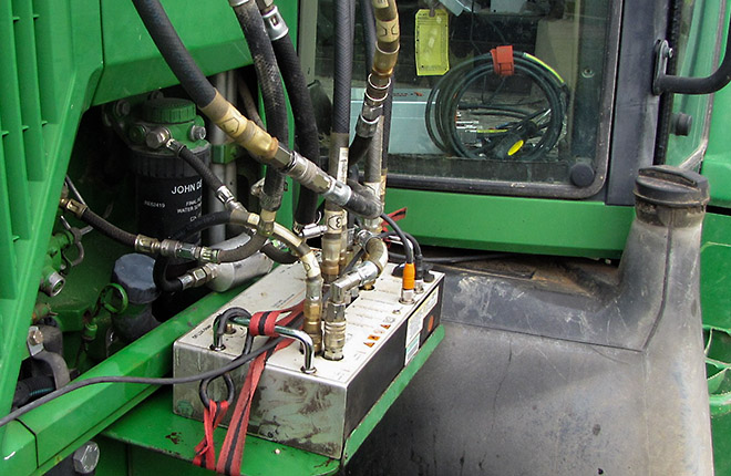 Fuel-use monitor on tractor